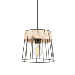 Corep Suspension En Métal Et Rotin D20cm Noir Mat - Indah