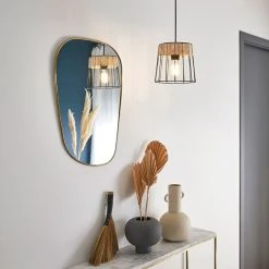 Corep Suspension En Métal Et Rotin D20cm Noir Mat - Indah -Sema Design Boutique 631538 FRN03 WEB