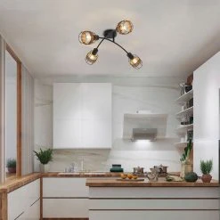 Corep Spot 4 Lumières En Métal Et Rotin L62cm Brun - Bali -Sema Design Boutique 631567 FRN03 WEB