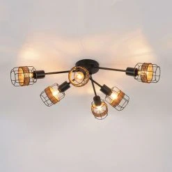 Corep Spot 6 Lumières En Métal Et Rotin L68cm Brun - Bali -Sema Design Boutique 631568 FRN02 WEB