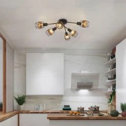 Corep Spot 6 Lumières En Métal Et Rotin L68cm Brun - Bali -Sema Design Boutique 631568 FRN03 WEB