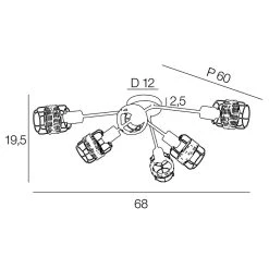 Corep Spot 6 Lumières En Métal Et Rotin L68cm Brun - Bali -Sema Design Boutique 631568 FRN04 WEB