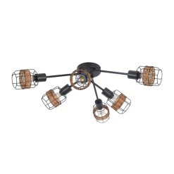 Corep Spot 6 Lumières En Métal Et Rotin L68cm Brun - Bali -Sema Design Boutique 631568 FRN05 WEB