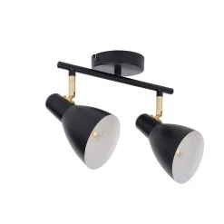 Corep Spot 2 Lumières En Métal Et Laiton L31cm Noir Mat - Marcel