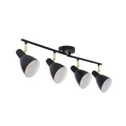 Corep Spot 4 Lumières En Métal Et Laiton L70cm Noir Mat - Marcel