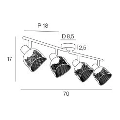 Corep Spot 4 Lumières En Métal L70cm Noir - Ottawa -Sema Design Boutique 631598 FRN04 WEB