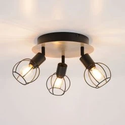 Corep Spot 3 Lumières En Métal D24cm Noir Et Naturel - Owen -Sema Design Boutique 631611 FRN02 WEB