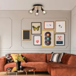 Corep Spot 3 Lumières En Métal D24cm Noir Et Naturel - Owen -Sema Design Boutique 631611 FRN03 WEB