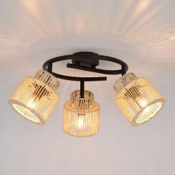 Corep Spot 3 Lumières En Métal Et Cordelette D47cm Naturel - Cancun -Sema Design Boutique 631620 FRN02 WEB