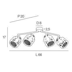 Corep Spot 4 Lumières En Métal Et Cordelette L66cm Naturel - Cancun -Sema Design Boutique 631621 FRN04 WEB