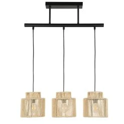 Corep Suspension 3 Lumière En Métal Et Cordelette Tressé L60cm Naturel - Cancun