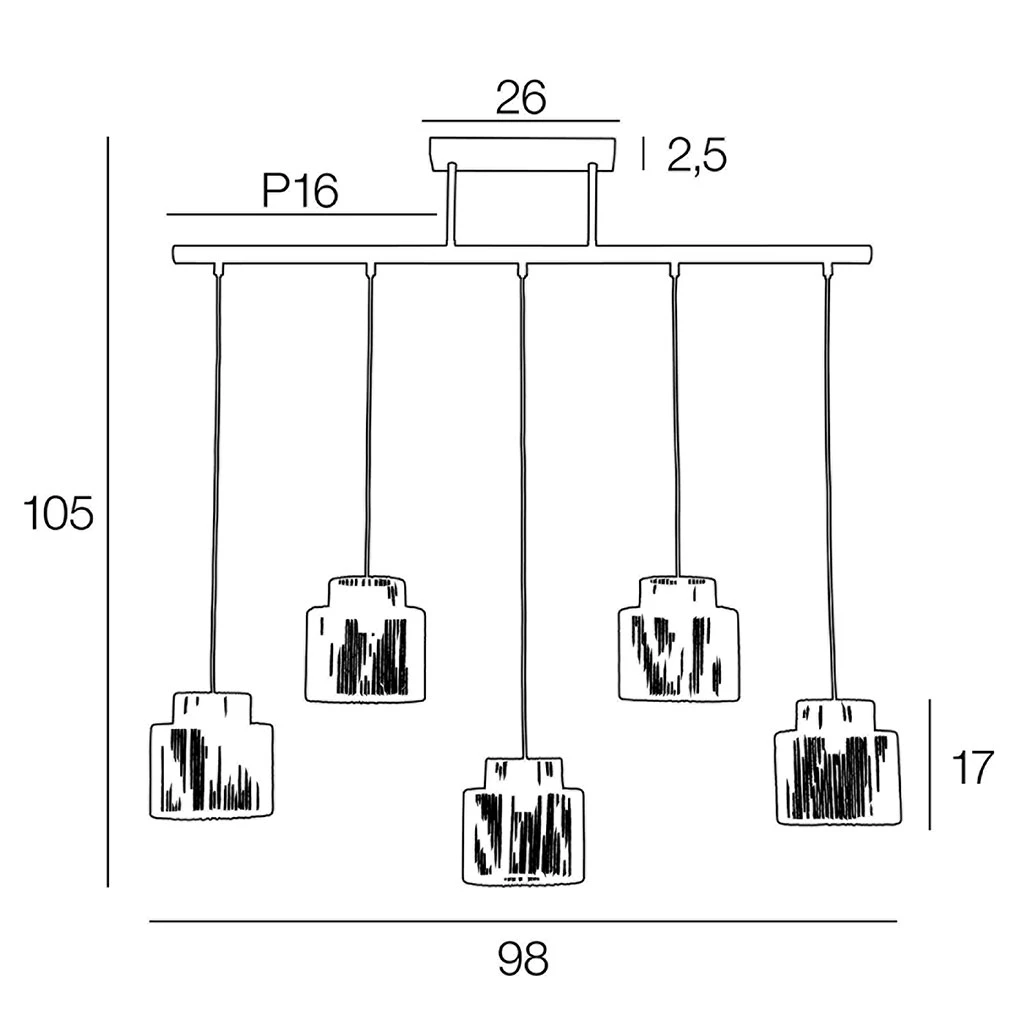 Corep Suspension 5 Lumière En Métal Et Cordelette Tressé L198cm Naturel - Cancun 6 Corep Suspension 5 Lumière En Métal Et Cordelette Tressé L198cm Naturel - Cancun – Image 4