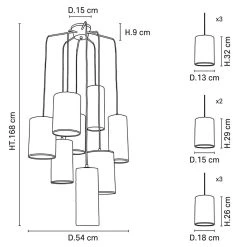 Market Set Suspension Grappe 8 Lumieres En Tissu Et Métal H168 Blanc - Cosiness -Sema Design Boutique 632122 FRN03 WEB