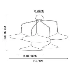 Market Set Plafonnier 5 Lumières En Tissu Et Métal Kumo Multicolore - Gatsby -Sema Design Boutique 632158 FRN03 WEB