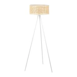 SEMA DESIGN Lampadaire En Métal Et Rotin H125cm Blanc - Balamea