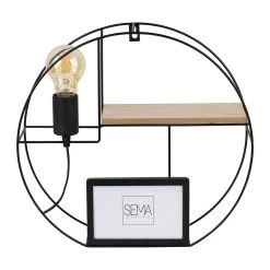 SEMA DESIGN Applique Avec étagère Ronde Shima Noir En Fer