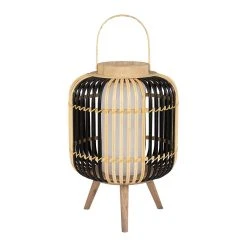 SEMA DESIGN Lampe Lanterne Sur Pied Cordey Naturel Noir D30cm