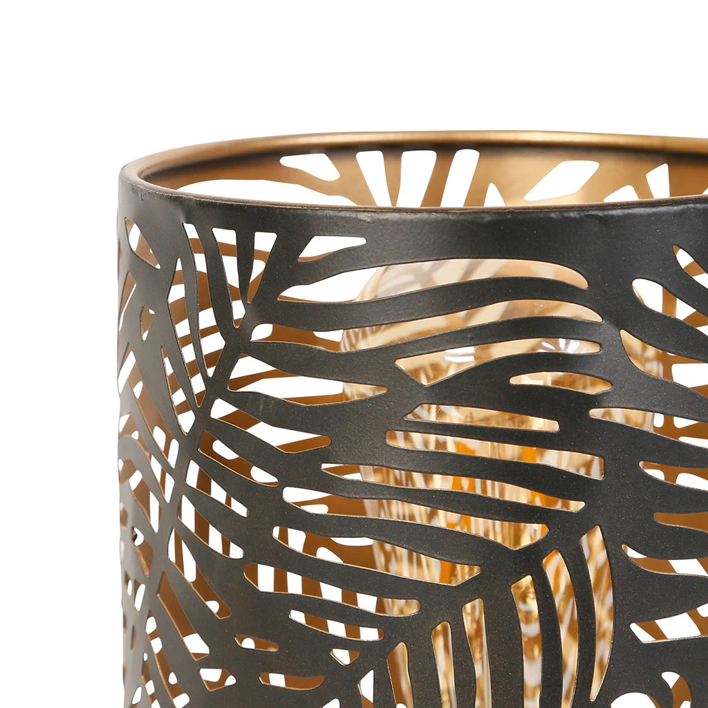 SEMA DESIGN Lampe Cylindre En Fer H25cm Noir - Palmier 4 SEMA DESIGN Lampe Cylindre En Fer H25cm Noir - Palmier – Image 2